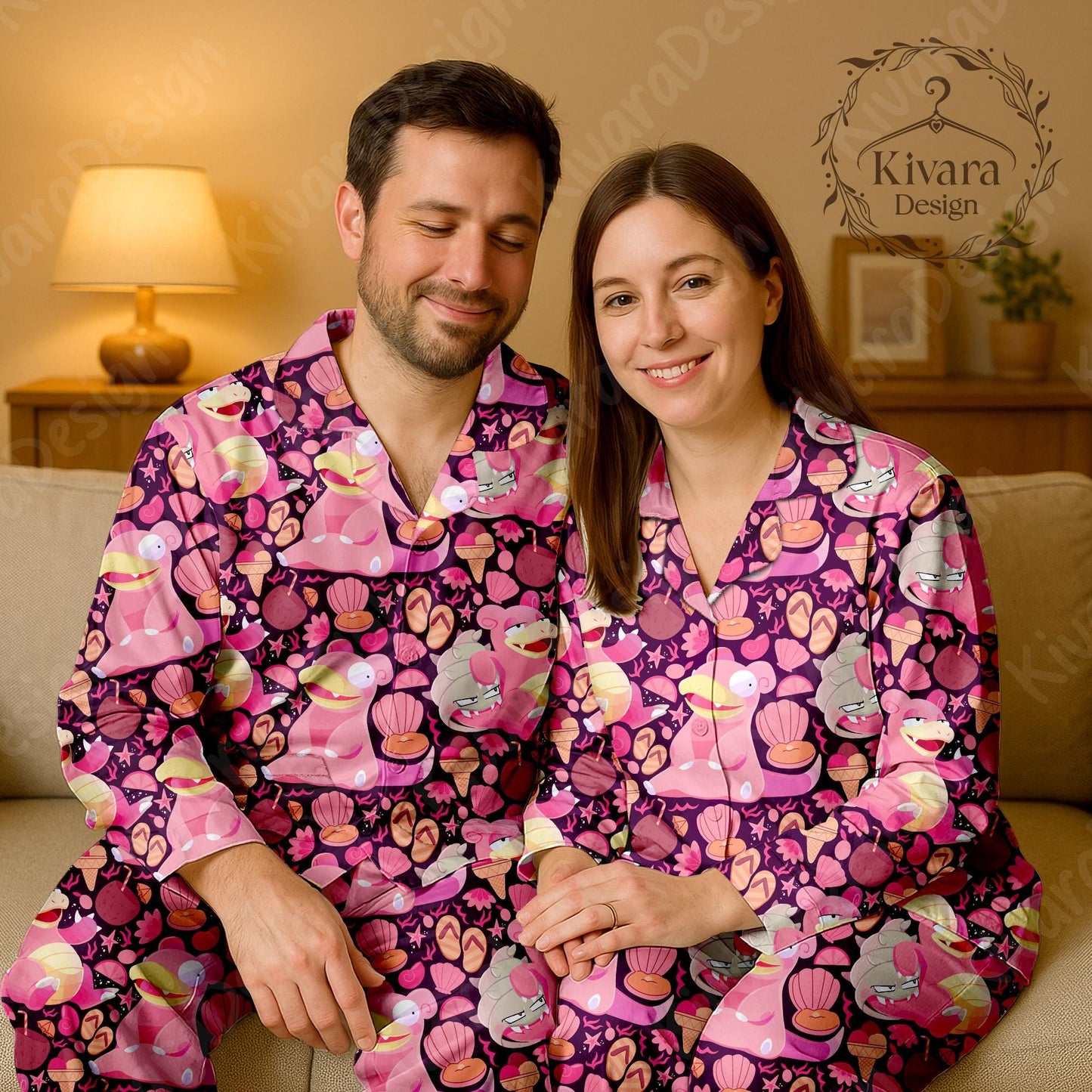 Slowpoke Pajama Set, Cute Anime Comfortable Kawaii Loungewear Gift for Anime Fans