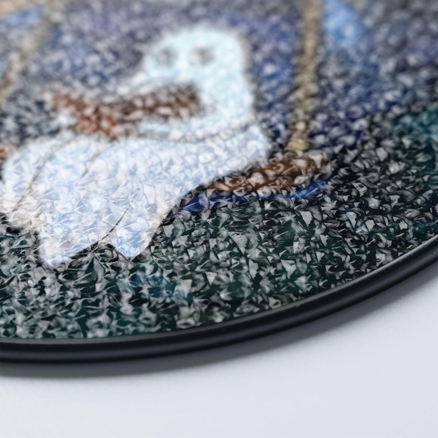 Ghost Reading on Swing Stained Glass Suncatcher with Full Moon and Starry Night Sky, Round Hanging Window Panel for Whimsical Home Decor