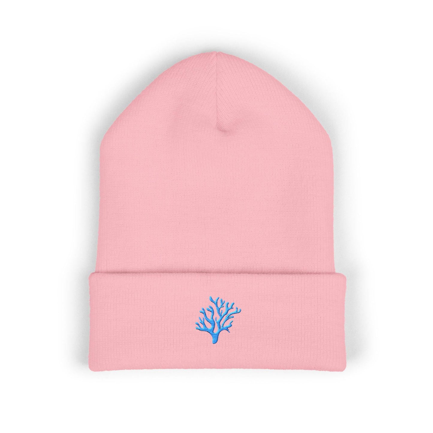 Cozy Coral Embroidered Beanie | Warm Winter Hat, Gift for Beach Lovers, Cute Fall Accessory, Stylish Cuffed Cap, Everyday Wear