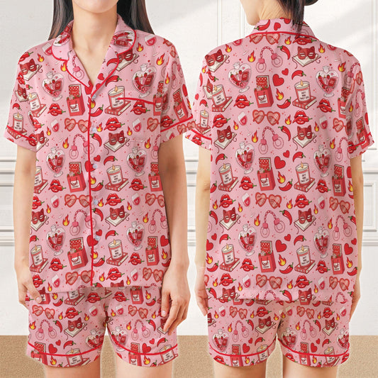 Smutty Book Lover Satin Pajamas, Funny Spicy Book Home Wear Pajamas Set, Spicy Romance Reader Gift, Smut Slut Bookish Spicy Pajamas Set