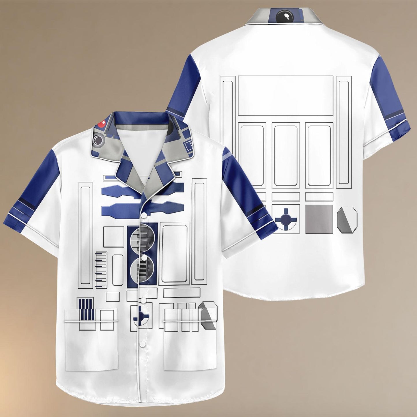 R2D2 Star Wars Satin Pajama Set, Cosplay Costume Pjs, Sci Fi Lounge Shorts for Men and Women, Halloween Gift For Women