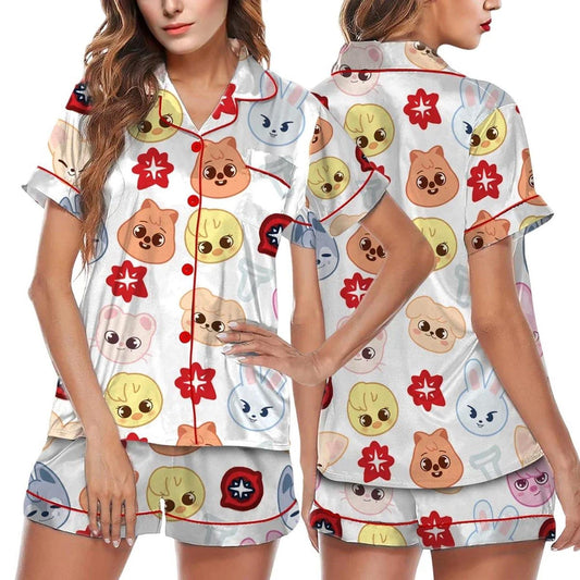 Stray Kid Tour Silky Satin Pajama Set For Women Pajamas Set