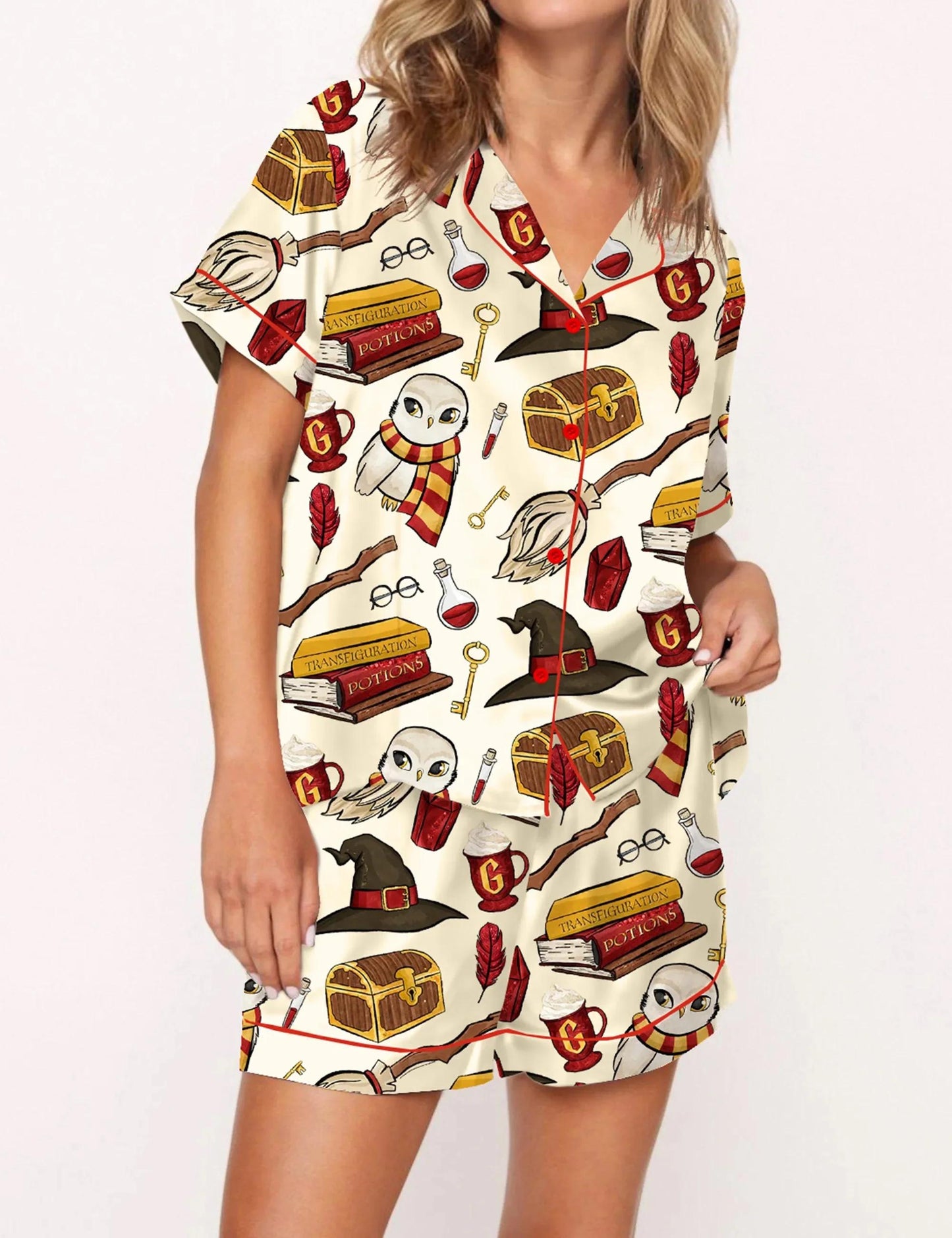 Wizard School G Silky Satin Pajama Set For Women Pajamas Set