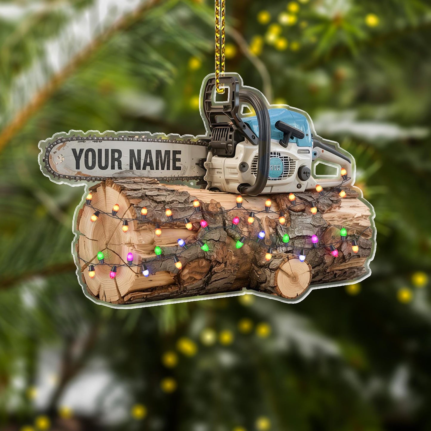 Custom Name Arborist Chainsaw Christmas Ornament 2D, Personalized Logger Ornament, Woodworker Gift, Arborist Gift, Tree Trimmer Cutter Decor