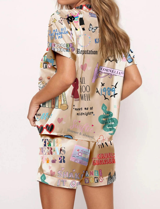 Music Artists Tour Satin Pajama Set For Women Pajamas Set