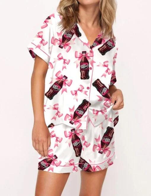 Coquette Pepper Drink Satin Pajama Set For Women Pajamas Set
