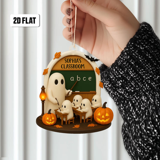 Personalized Dreamy Teacher's Classroom 2D Flat Acrylic Ornament, Trick or Treat Ornament, Custom Classroom, Halloween Window Hangings