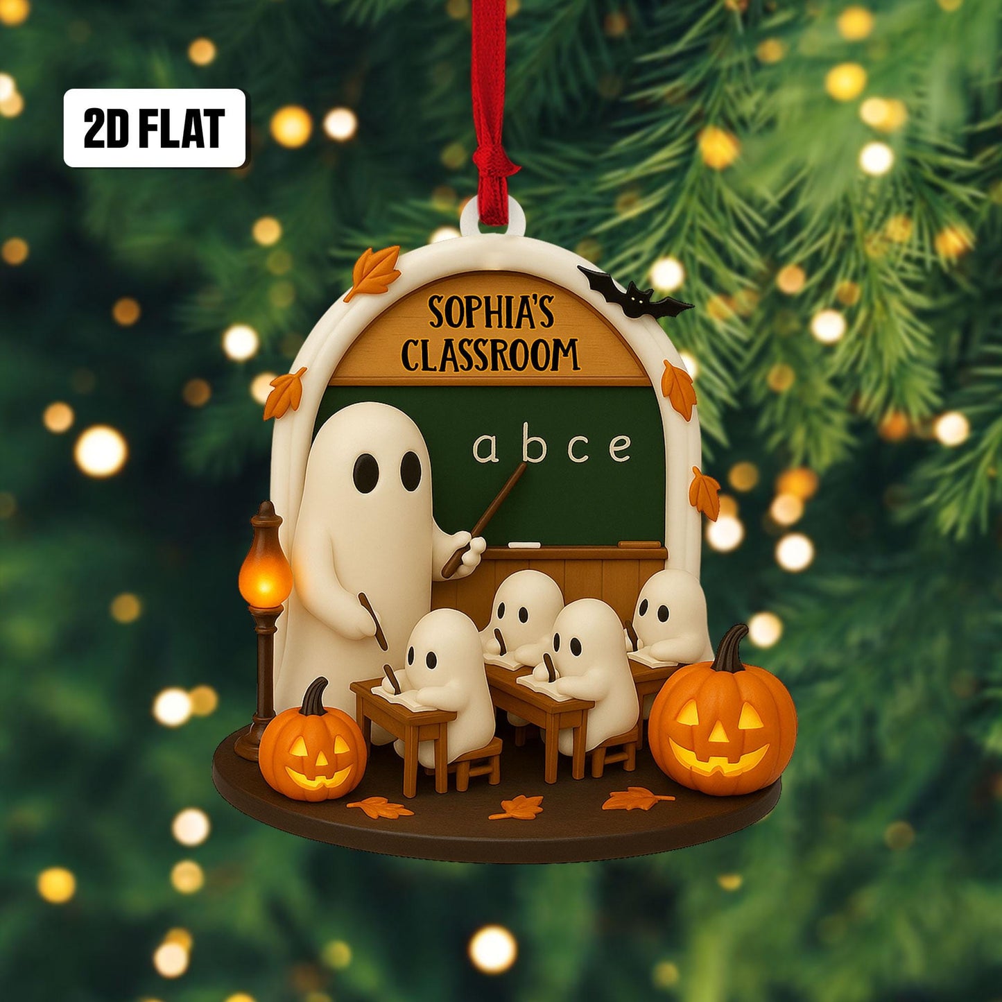 Personalized Dreamy Teacher's Classroom 2D Flat Acrylic Ornament, Trick or Treat Ornament, Custom Classroom, Halloween Window Hangings