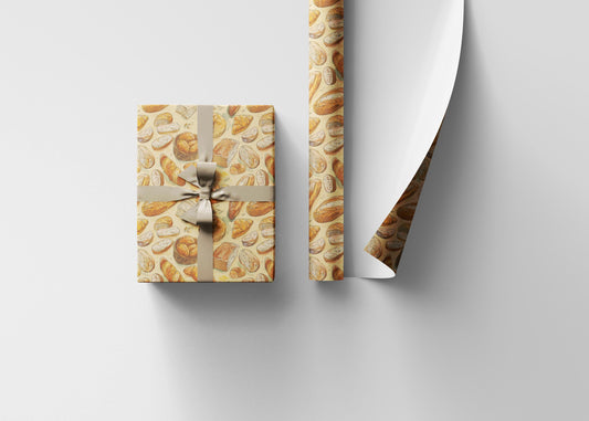 Farmers Market Wrapping Paper Roll Farm Fresh Baguettes Croissants Rustic French Bakery Eco Friendly Kitchen Gift Wrap #83
