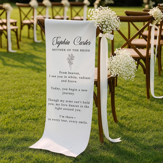 In Memory Wedding Chair Cover, Memorial Seat Sign for Loved Ones, Personalized Remembrance Wedding Decoration,Missing Family Wedding Tribute