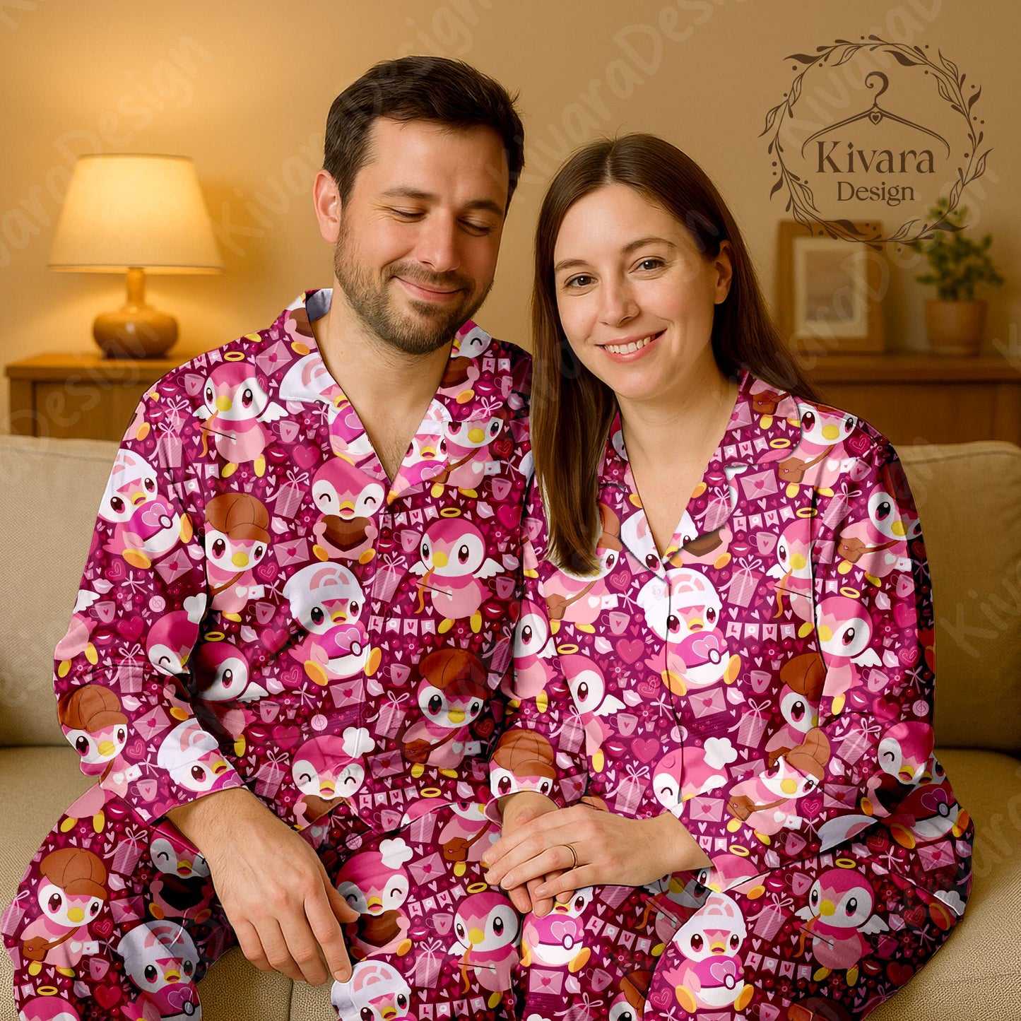 Shiny Piplup Pajamas Set Cute Anime Pajama Set Kawaii Gift for Fans