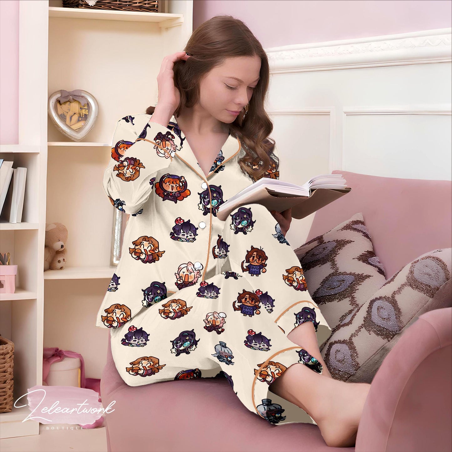 Limbus Company Set – Chibi Game Character Satin Pajamas | Soft Cozy Gamer Sleepwear for Project Moon & Limbus Fans