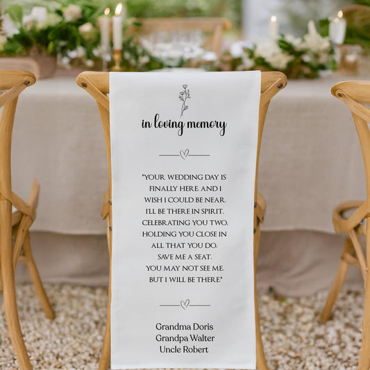 Custom Reserved Memorial Chair Sign for Wedding, In Loving Memory Banner – Remembrance Ceremony Seat Marker, Remembrance Ceremony Decor