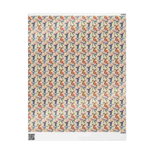 Forest Bird Wrapping Paper Roll, Bird Watching Gift Wrap with Leaf and Branch Patterns for Nature Gifts #32