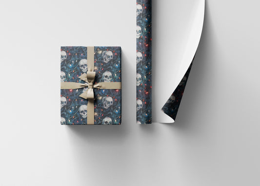 Dark Christmas Wrapping Paper Roll, Gothic Skull Design for Gothmas Gift Wrapping and Decor #14