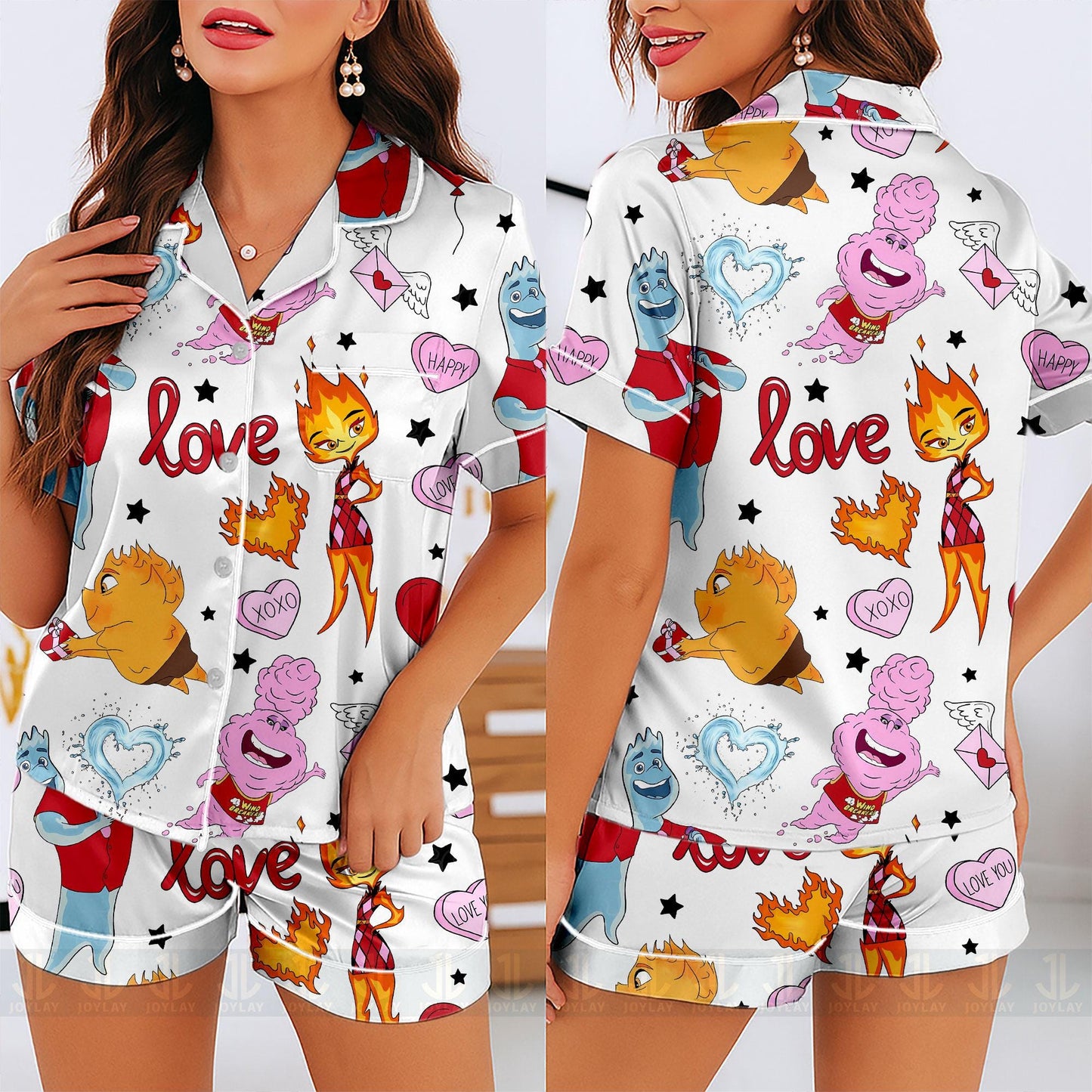 Elemental Unisex Satin Pajamas Set, Spooky Season Pajamas , Long Sleeve And Short Styles