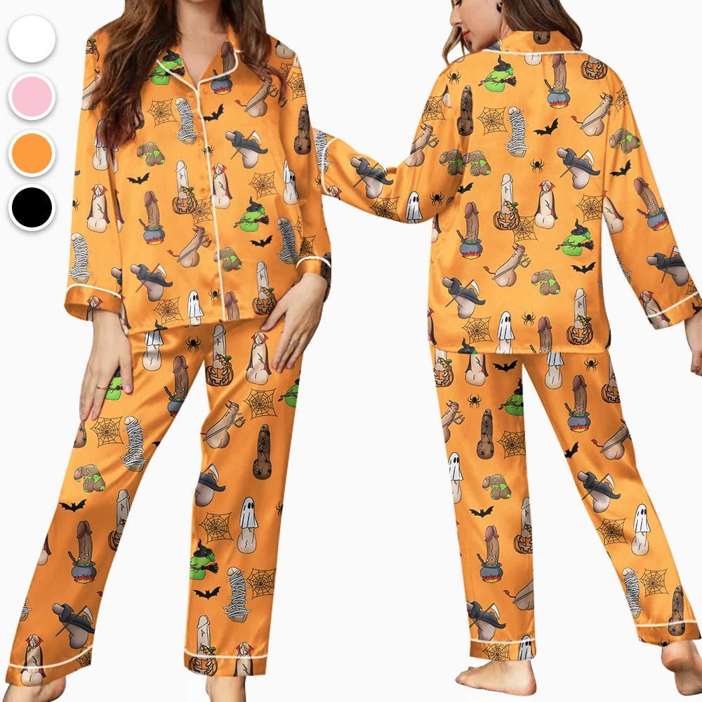 Spooky Halloween Penis Pajamas, Inappropriate Gifts, Adult Humor Apparel, Dirty Humor and Raunchy Adult Pjs, Funny Halloween Dicks Costume