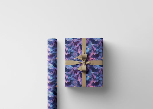 Vintage Bat Wrapping Paper Roll, Halloween Gift Wrap with Old-Style Bat Print for Horror Lovers and Spooky Present Wrapping #8