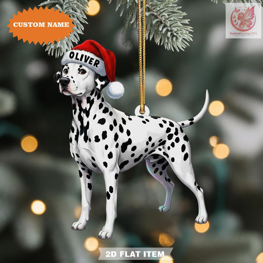 Personalized Christmas Dalmatian Ornament – Custom Name Acrylic Holiday Decoration, Acrylic 2D Ornament, Christmas Gift
