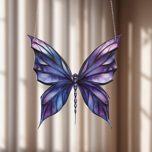 Elegant Butterfly Window Hanging with Vibrant Purple and Galaxy-Inspired Design, Perfect for Home Decor and Gifts