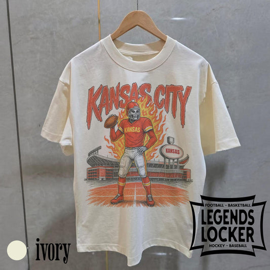 Kansas City Football T-Shirt, Vintage Kansas Football Graphic Tee, Gift for KC Fans