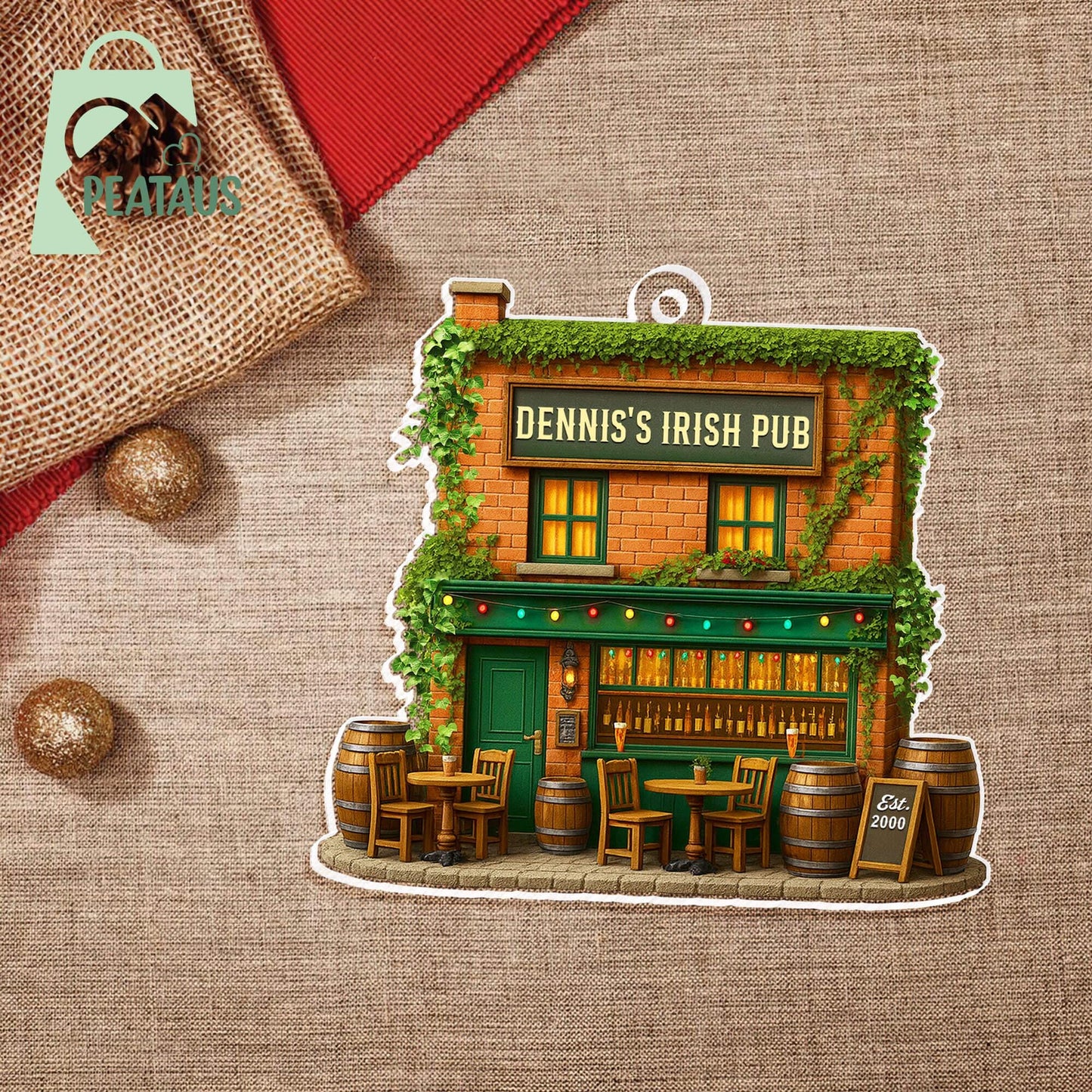 Personalized Irish Pub 2D Flat Ornament, Irish Pub Acrylic Ornament, Irish Ornament, Ireland Gifts Shamrock, Pub Decor Gift For Pub Lover