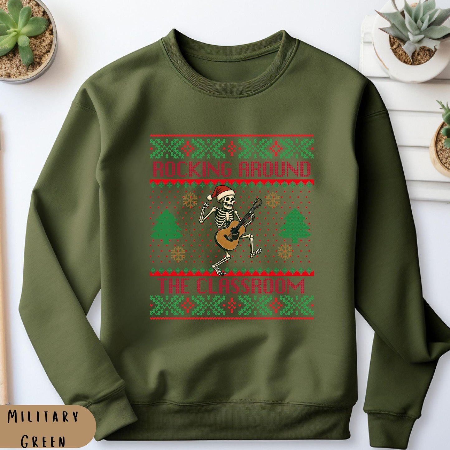 Ugly Christmas For Teacher Christmas Tree Shirt Dancing Skeleton Sweatshirt Funny Christmas for Teacher Ugly Xmas