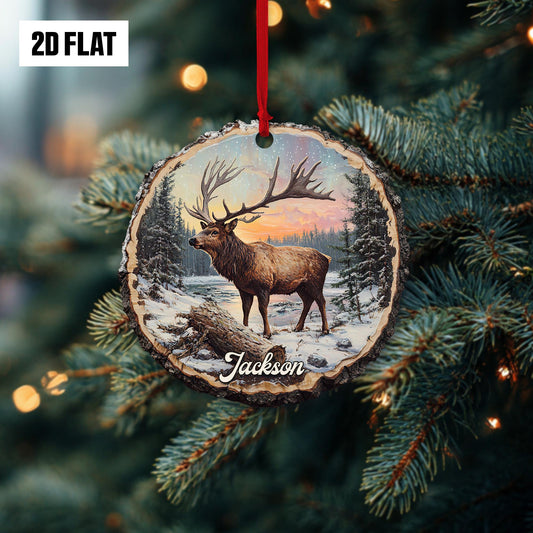 Personalized Rein Deer 2D Flat Ornament, Custom Name Christmas Tree Ornament, Wildlife Christmas Ornament, Nature Lover's Gift for Holiday