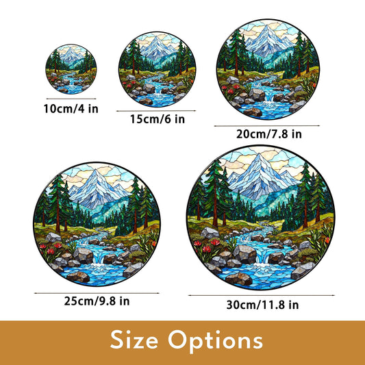 Suncatcher mountain forest stream landscape gift for mom Mothers Day gift Christmas gift
