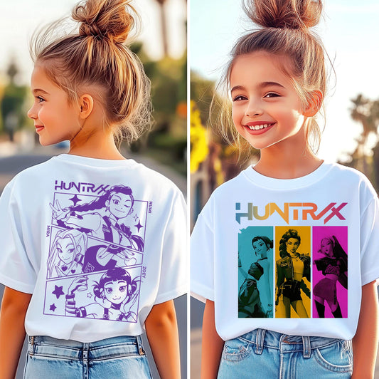 Huntrix T Shirt, Demon Hunters Shirt, Huntrix Girls T Shirt, Mira Rumi Joey Shirt, Demon Hunter Kids Shirt, Gift For Kpop Fan, Kpop Movie