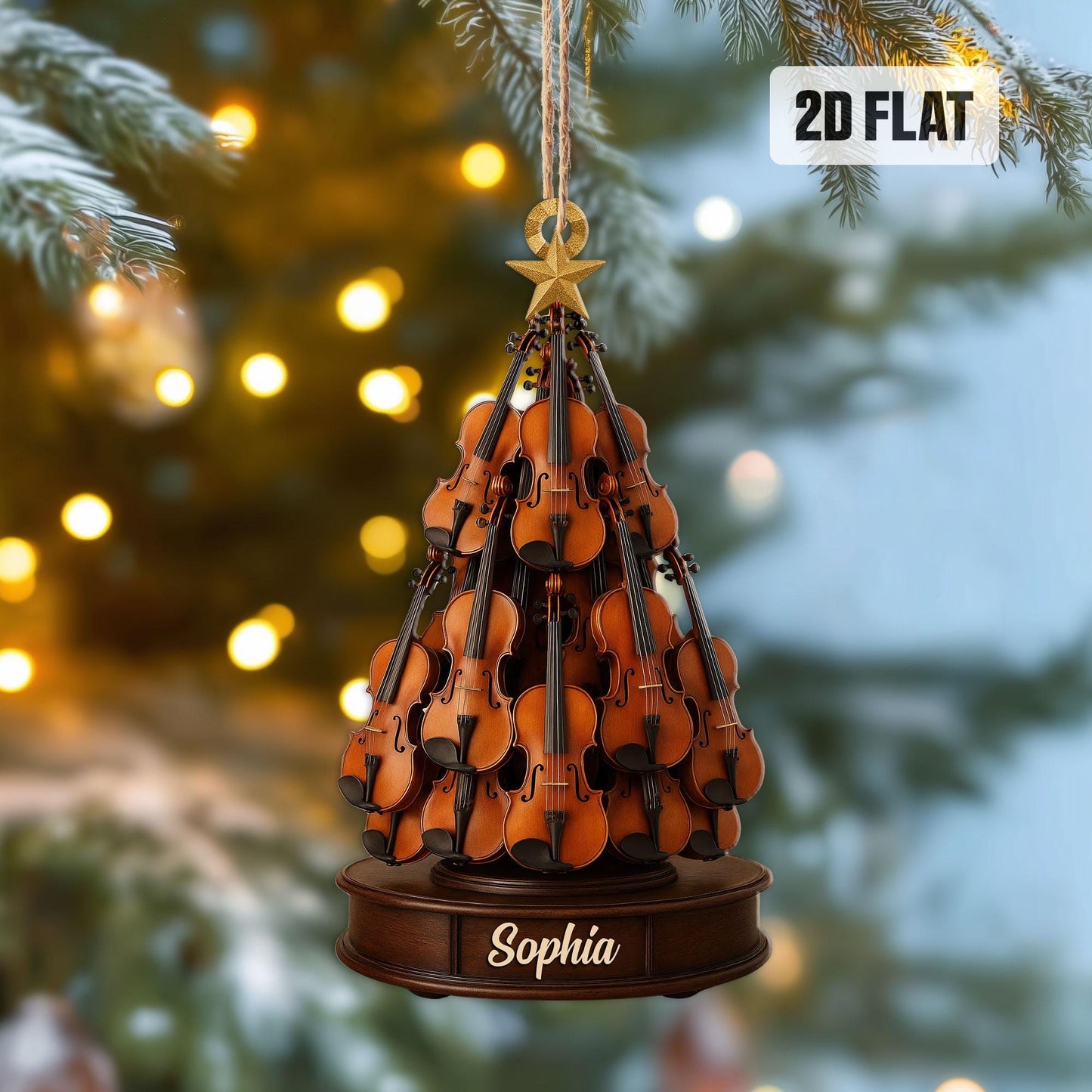 Personalized Violin 2D Flat Ornament, Custom Violin Christmas Tree Ornament, Music Christmas Home Decor, Gift for Violin Player, Violinist