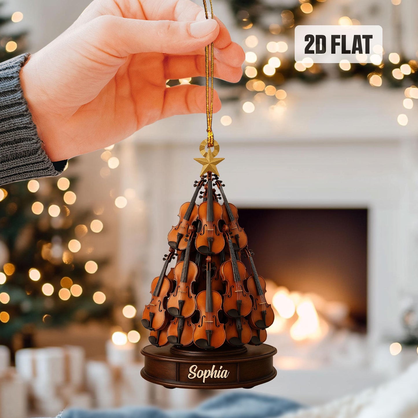 Personalized Violin 2D Flat Ornament, Custom Violin Christmas Tree Ornament, Music Christmas Home Decor, Gift for Violin Player, Violinist