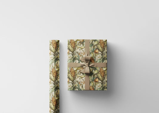 Farmers Market Wrapping Paper Roll Rustic Country Kitchen Corn Farm Fresh Vegetables Eco Farmhouse Organic Gift Wrap #72