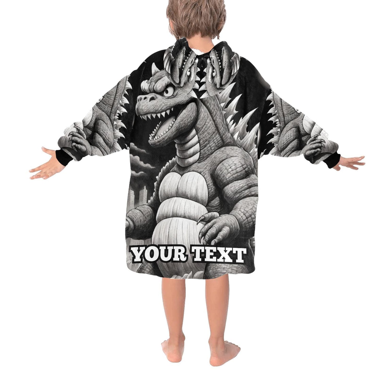 Godzilla Kids Hoodie Blanket Gift Personalized Hooded Blankets Kaiju Gojira
