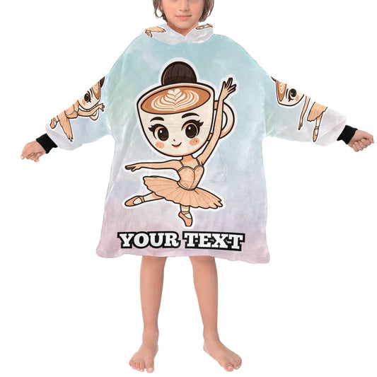 Ballerina Cappuccina Kids Hoodie Blanket Hooded Blankets Brainrot Personalized Gift Brainrots