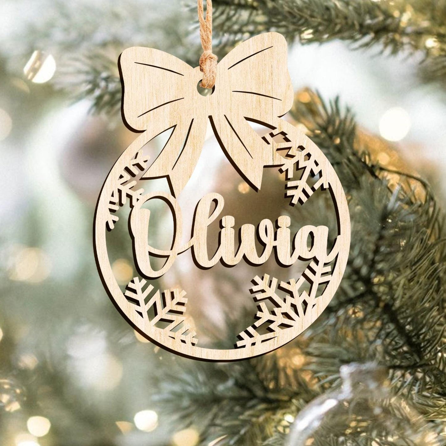 Custom Name Ornament | Personalized Christmas Wood Ornament | USA Made | Laser Cut Gift Tag | Laser Cut Name Bauble 2025