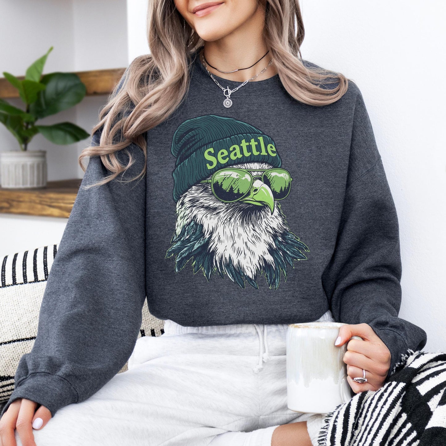 Seattle Football Vintage 90s Style Sweatshirt, Trendy Seattle Football Fan Gifts Shirt, Seattle Game Day Shirts, Trendy Sea Hawk Sweatshirt