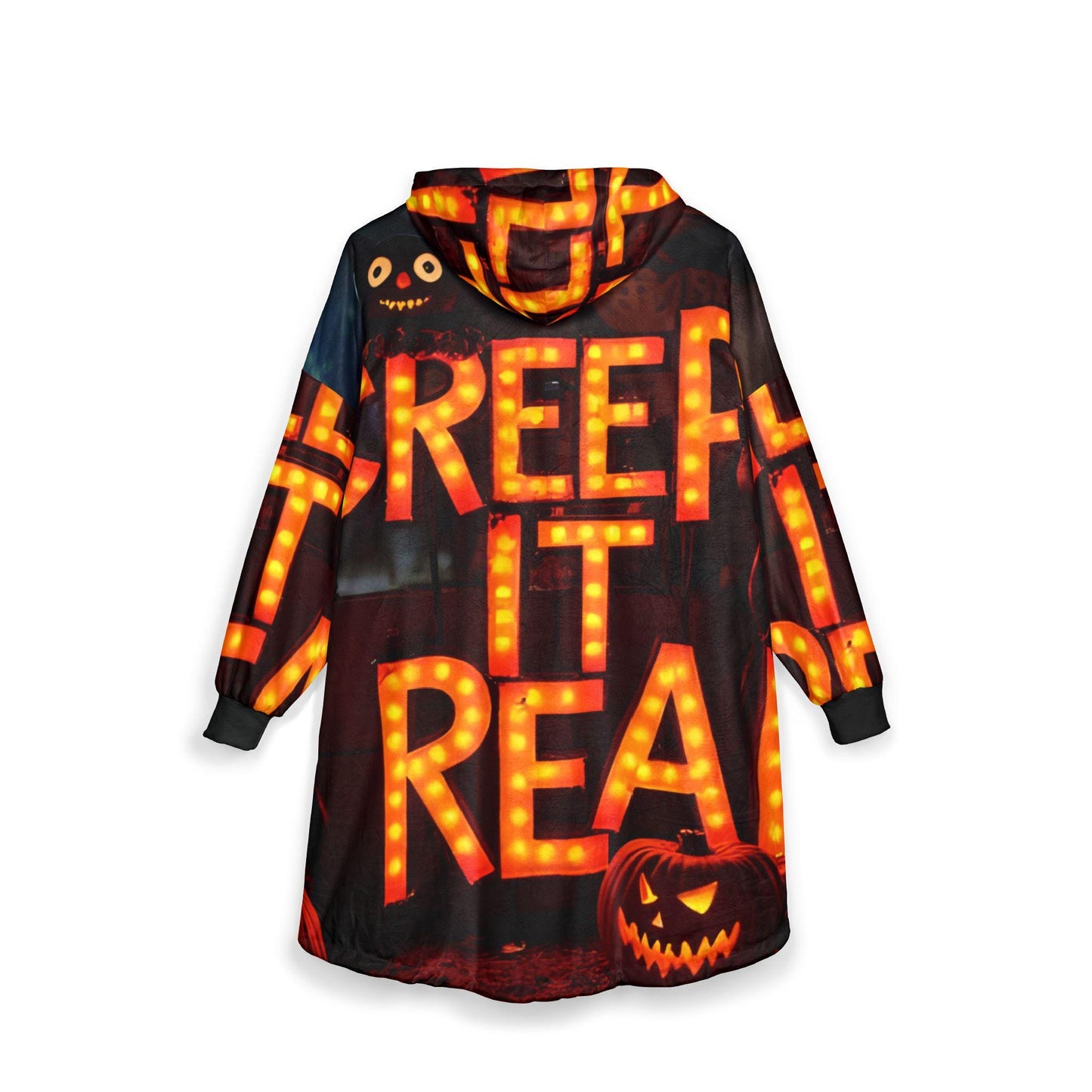 Halloween Hooded Blanket: Cozy Polyester Fleece, Kangaroo Pocket