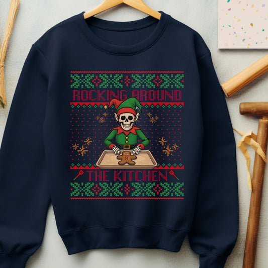 Rockin' Around the Christmas Tree Shirt Ugly Christmas Sweater Funny Skeleton Shirt Gift for Baker Funny Secret Santa Gift Ideas