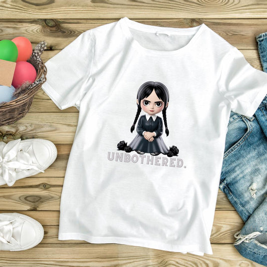 Unbothered Wednesday Addams Inspired T-Shirt | ADULT Gothic Aesthetic Comfort Colors Tee | Spooky Season Streetwear Unisex Shirt