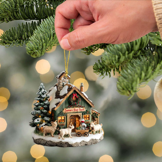 Personalized 2D Flat Goat Farm Acrylic Ornament 2025, Custom Farm Barn Christmas Ornament, Rustic Farmhouse Holiday Decoration