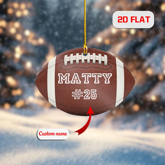 Personalized Football Christmas Ornament with Custom Name and Number, Sports Team Holiday Decoration, Gift for Football Player Fans