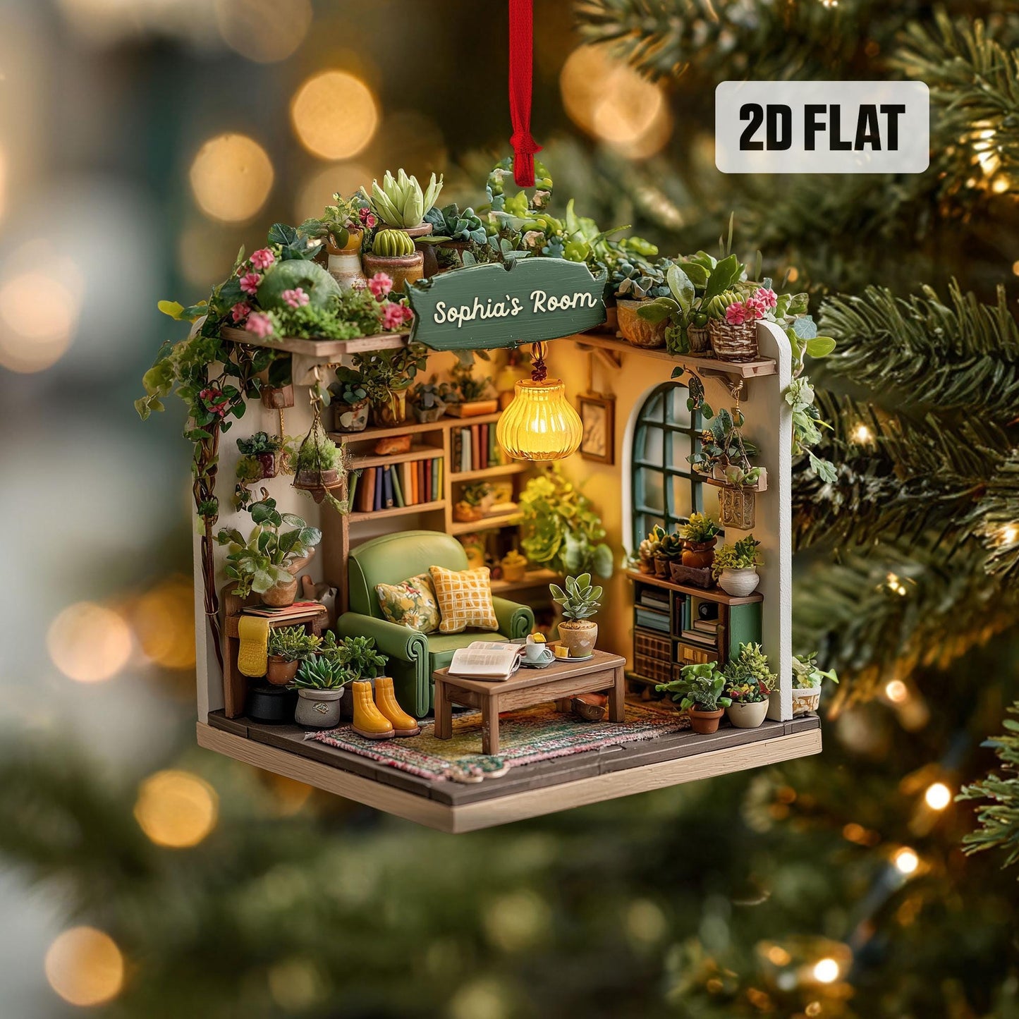 Personalized Garden 2D Flat Ornament, Greenhouse Rearview Mirror Car Accessories, Garden House Christmas Ornament, Plant Lover Gifts