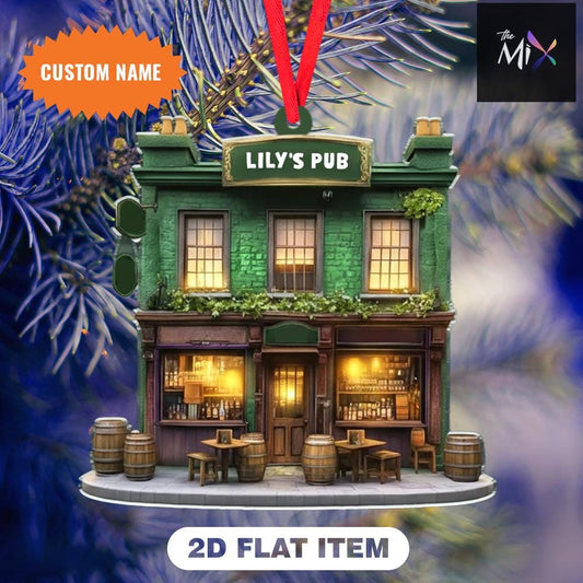 Personalized Irish Pub Christmas Ornament, Irish Pub Christmas Gift, St Patrick's Day Christmas Decor, Christmas Ornament