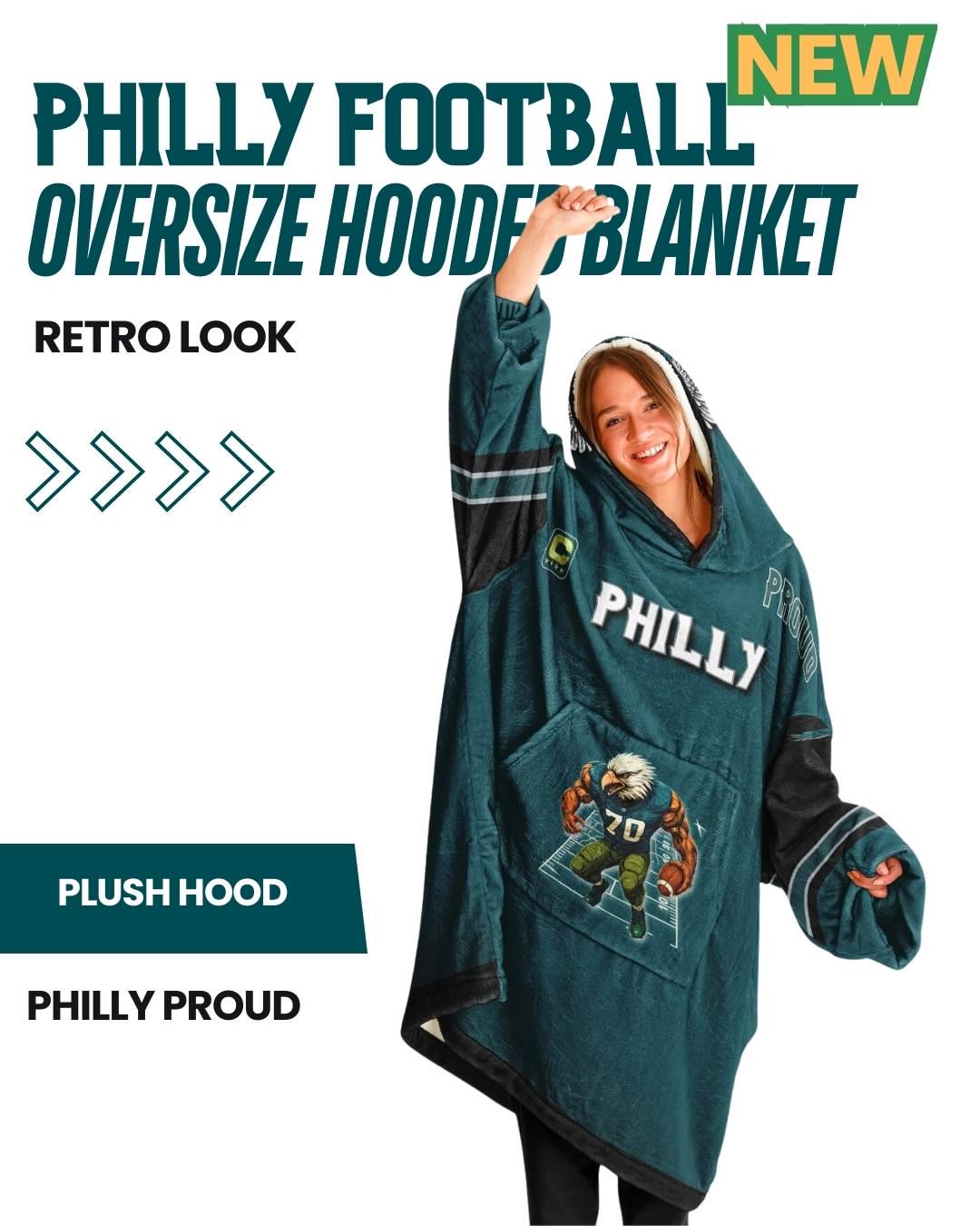 Philadelphia Football Proud Oversized Hooded Blanket Champion Player Green Fan Wear Gift The Bird Crew Gear