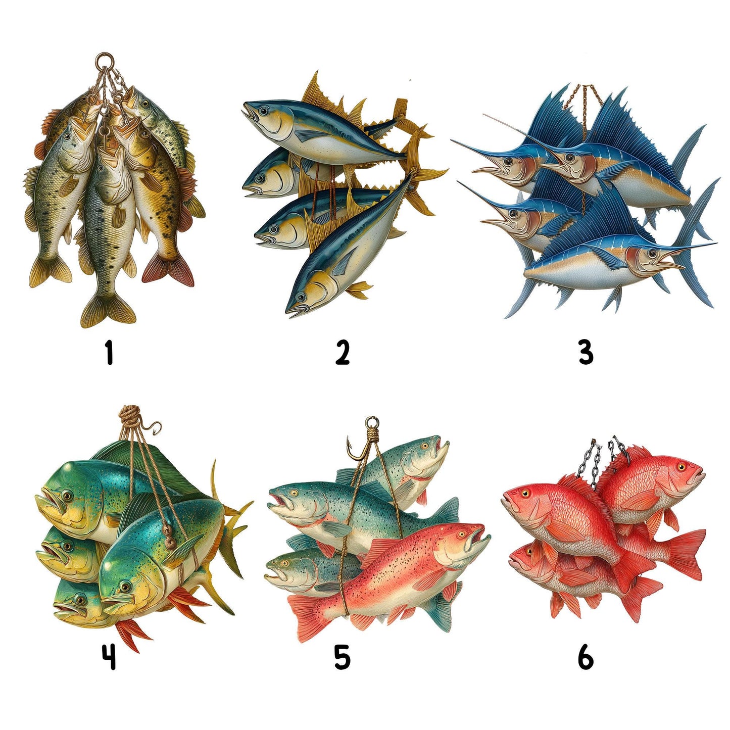 Personalized Fishing 2D Flat Ornament, Custom Fishing Christmas Tree Ornament, Tuna Fish Ornament, Xmas Gift for Fisherman, Dad, Husband