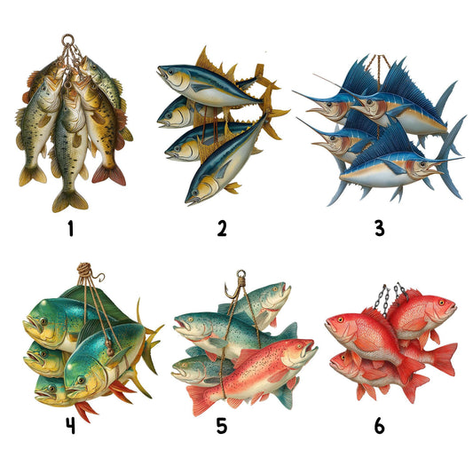 Personalized Fishing 2D Flat Ornament, Custom Fishing Christmas Tree Ornament, Tuna Fish Ornament, Xmas Gift for Fisherman, Dad, Husband