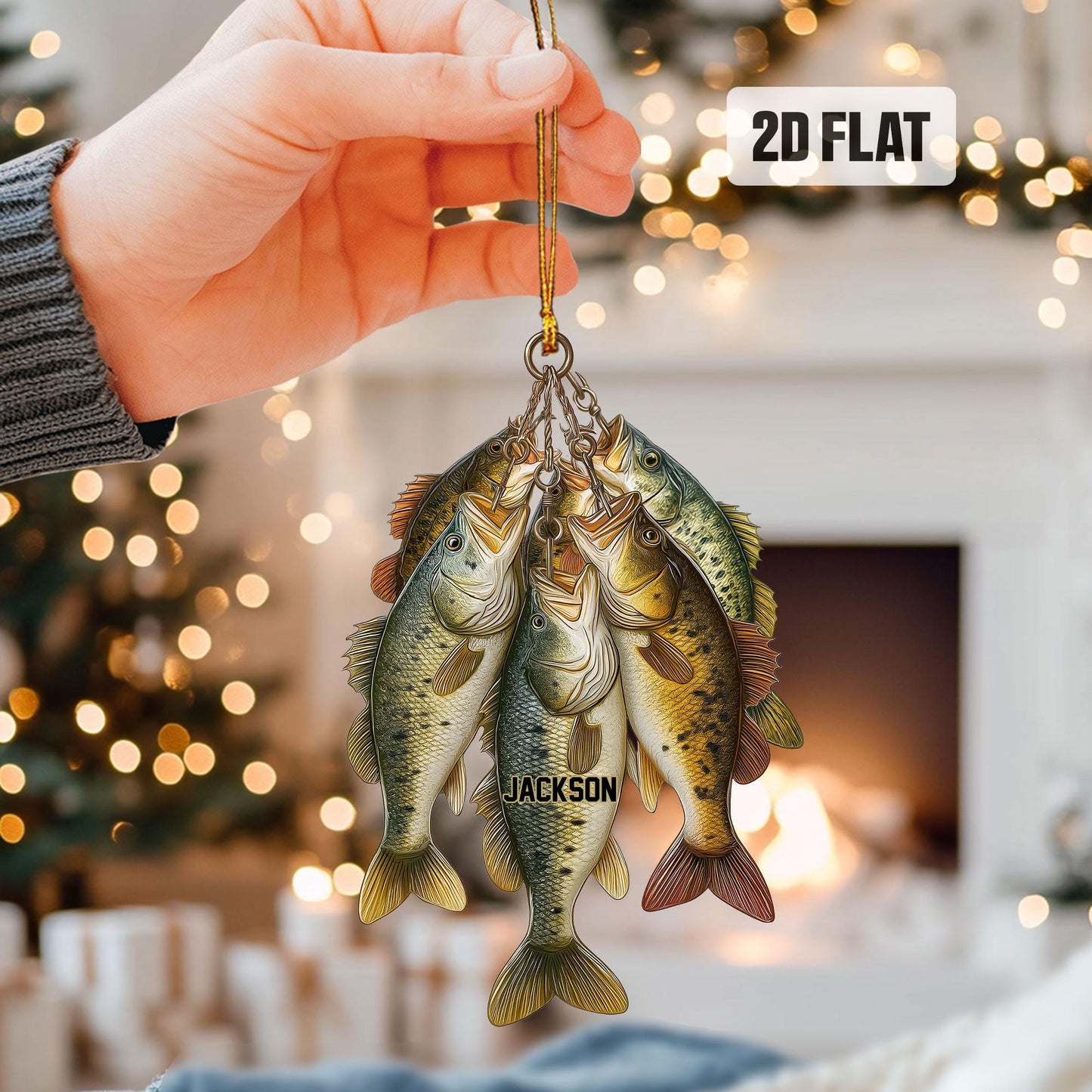 Personalized Fishing 2D Flat Ornament, Custom Fishing Christmas Tree Ornament, Tuna Fish Ornament, Xmas Gift for Fisherman, Dad, Husband