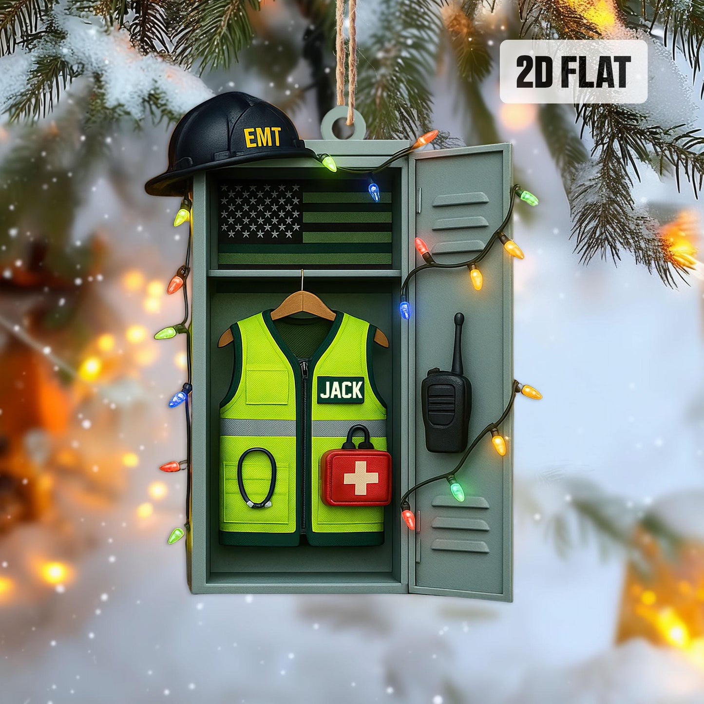 Personalized EMT 2D Flat Ornament, Custom EMT Paramedic Christmas Tree Ornament, Christmas Gifts For EMT Worker, Paramedic, First Responder