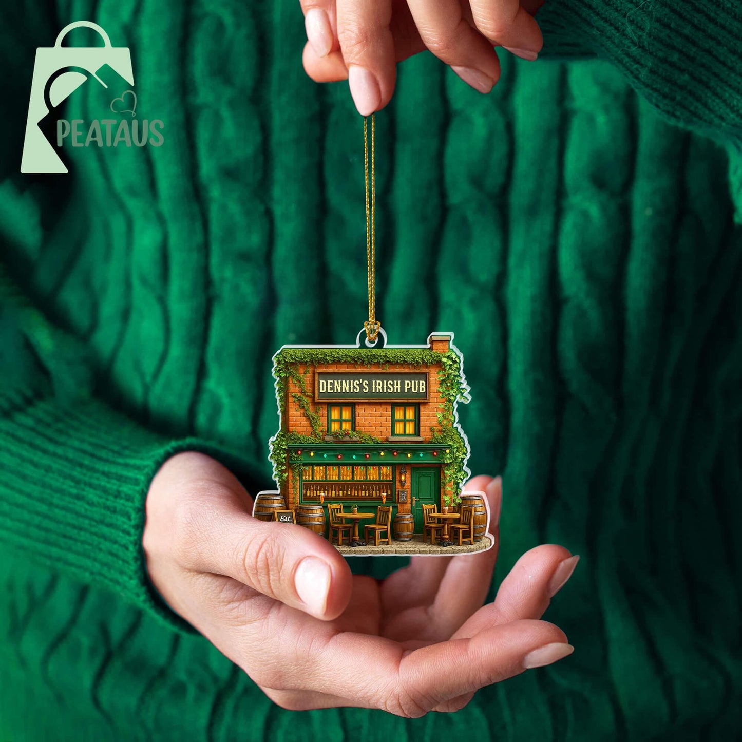 Personalized Irish Pub 2D Flat Ornament, Irish Pub Acrylic Ornament, Irish Ornament, Ireland Gifts Shamrock, Pub Decor Gift For Pub Lover